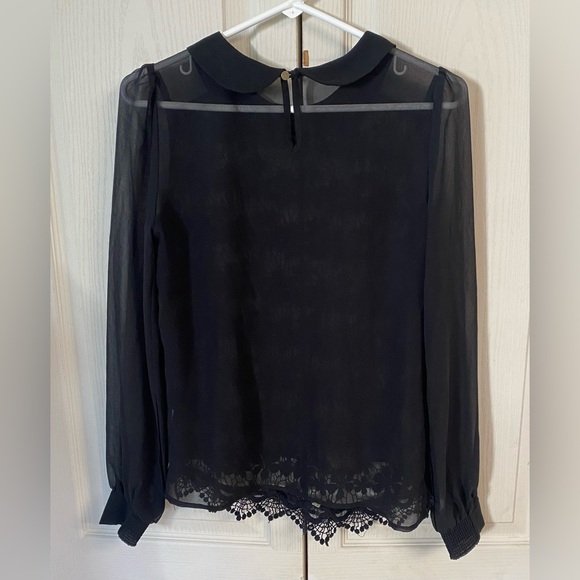 Tokito black lace blouse with chiffon long sleeves - Picture 3 of 6